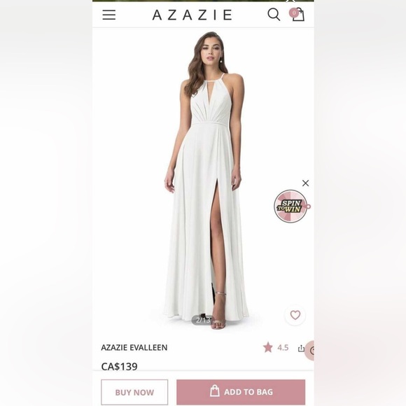 Azazie Evalleen ivory A12 bridesmaid dress - Picture 1 of 10